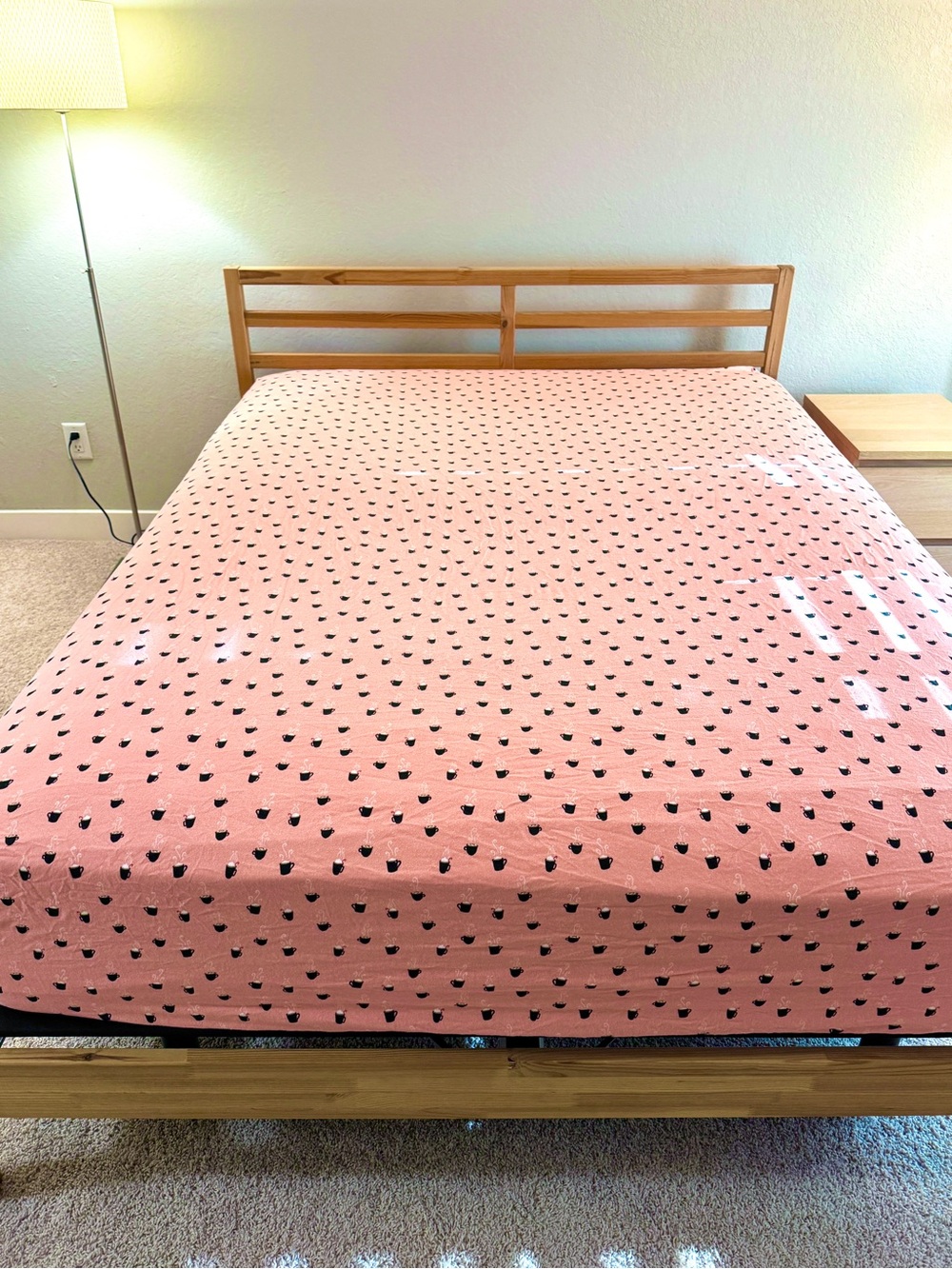 [MARTHA STEWART] Queen Flannel Fitted Sheet Coffee Print 100% Cotton Cozy